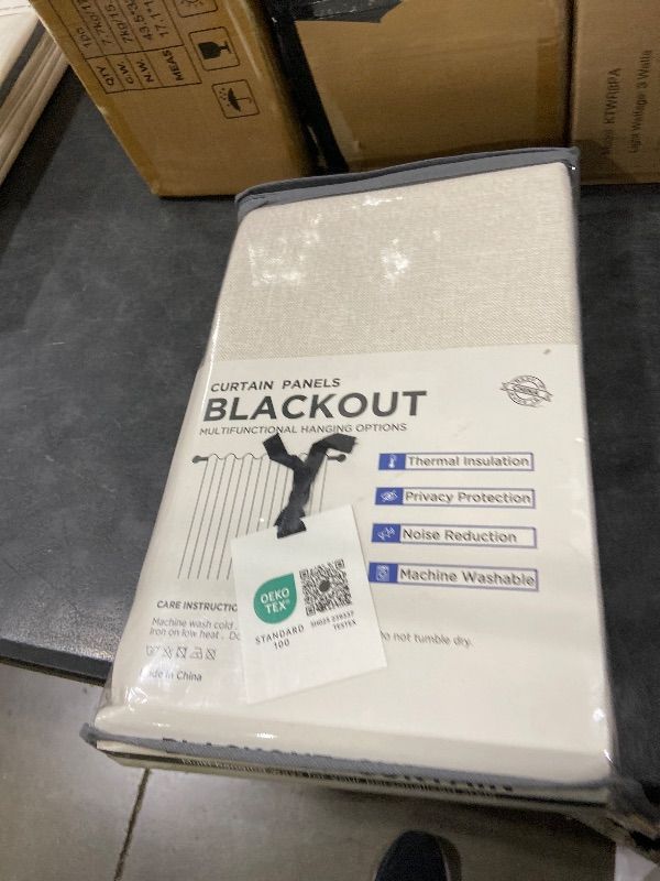 Photo 1 of 100% Blackout Shield Linen Blackout Curtains for Bedroom 84 Inches Long, Back Tab/Rod Pocket Living Room Drapes, Thermal Insulated Blackout Curtains 2 Panels Set, 50" W x 84" L, Cream