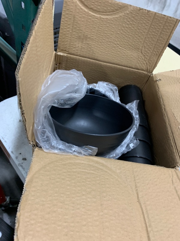 Photo 1 of Black Plates and Bowls Sets,Lightweight Plastic Dishes Set