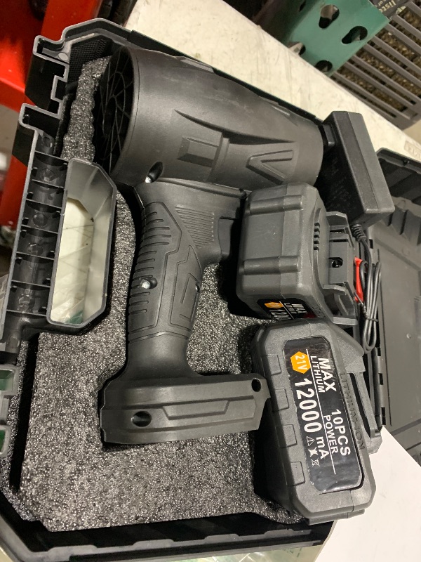 Photo 1 of Leaf Blower, Lightweight Handheld Turbo Jet Blower 130000 RPM Portable Dust Cleaner with Adjustable Speed for Patio Lawn Care Patio Cleaning Blowing, 2 Pack Battery Powered