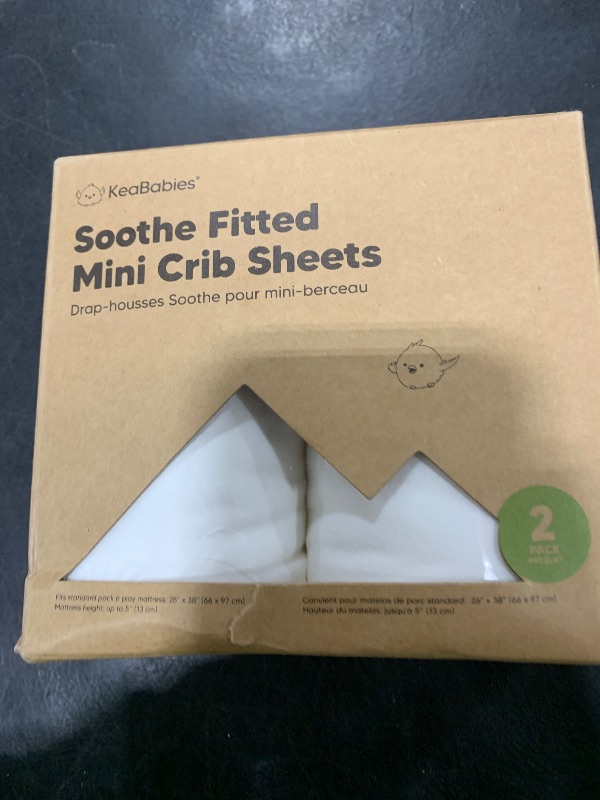 Photo 1 of 2-Pack Mini Crib Sheets Fitted - 38x26 Pack N Play Sheets for Pack and Play Mattress, Organic Cotton, Soft & Breathable Playard Bedding, Neutral Mini Toddler Bed Cover for Boys, Girls (Soft White)