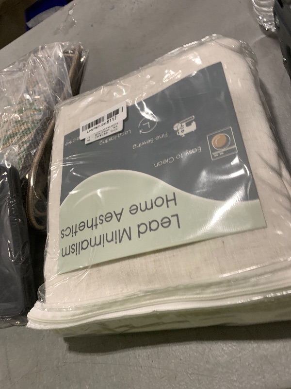 Photo 1 of 2 Panels Set Cream Linen Curtains 108 inches Long for Living Room Extra Long Back Tab Curtains Neutral Farmhouse Light Filtering Semi Sheer Linen Drapes Ceiling to Floor for Large Window Ivory 9 FT