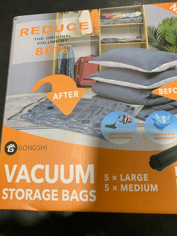 Photo 1 of 10 Pack Vacuum Storage Bags (5 x Large, 5 x Medium), Space Saver Sealer Compression Bags with Travel Hand Pump for Blankets, Comforters, Pillows, Clothes Storage