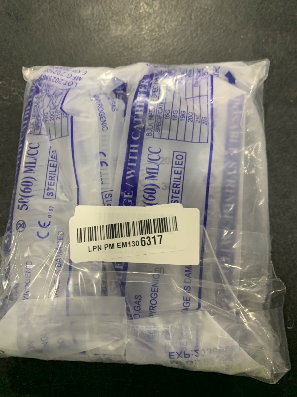 Photo 1 of 3 Pack 60mL Large Syringe for Liquid with Tip Cap, Plastic Liquid Syringes Individually Sterile Sealed