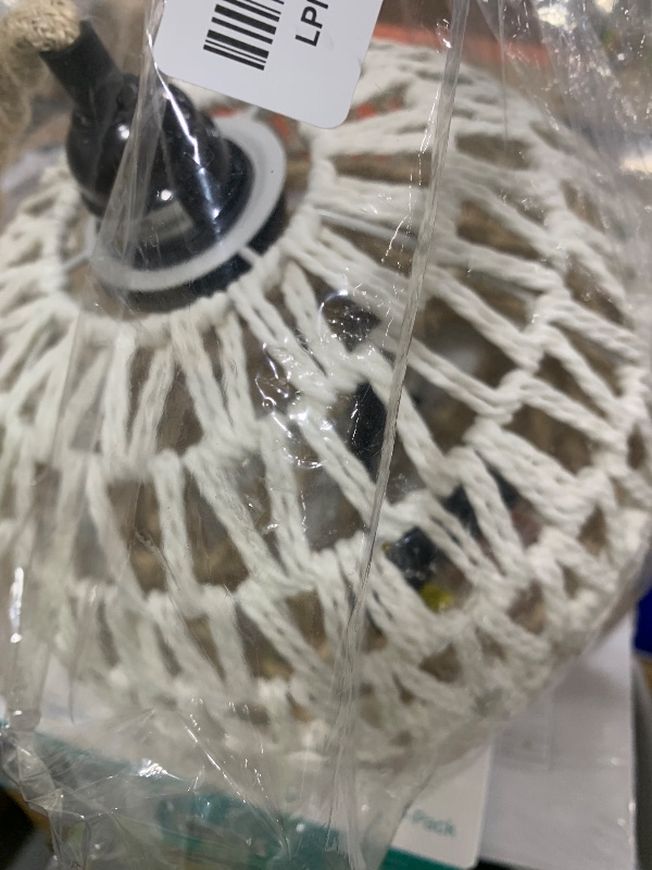 Photo 1 of 1-Light Pendant Light, Dense Paper Birch Woven Basket Chandelier with Twist Hemp Hanging Cord E26 Plug in Coastal Pendant Light Fixtures for Living Room Kitchen Island Foyer Bedroom Hallway?White?