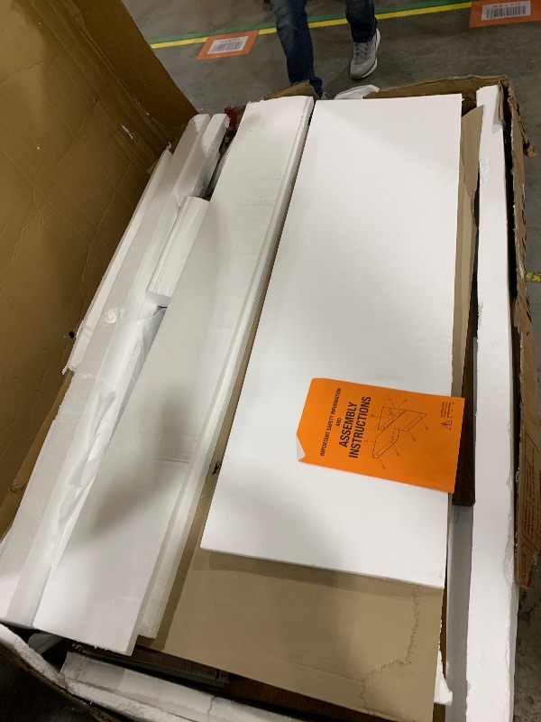 Photo 1 of FOR PARTS***** MAJOR DAMAGE TO ITEM************ Signature Design by Ashley Roddinton Traditional TV Stand With Fireplace Option Fits TVs up to 70", 2 Cabinets and Storage Shelves, Dark Brown