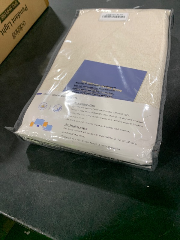 Photo 1 of 100% Blackout Shield Linen Blackout Curtains for Bedroom 84 Inches Long, Back Tab/Rod Pocket Living Room Drapes, Thermal Insulated Blackout Curtains 2 Panels Set, 50" W x 84" L, Cream