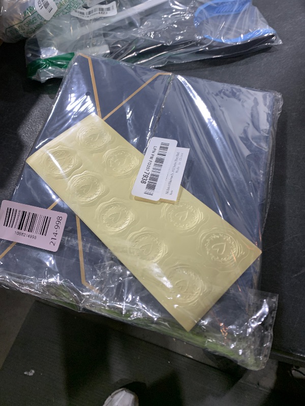 Photo 1 of 100 Pack #10 Business Envelopes with Gold Border, Self Seal Standard Envelopes with Gold Stickers for Office, Checks, Letter Mailing, Invoices, 4 1/8 x 9 1/2 Inches (Navy Blue)