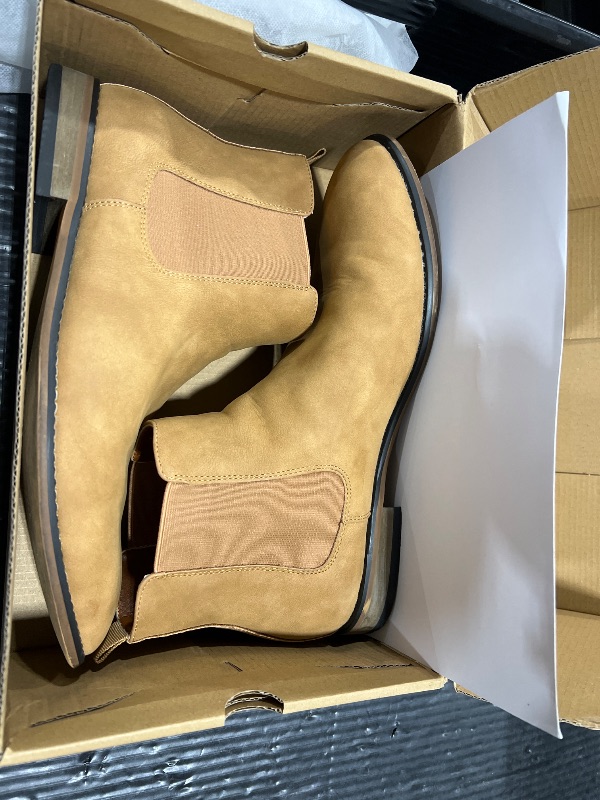 Photo 1 of Mens Chelsea Boot Slip On Pointed Toe Stacked Low Heel Faux Suede Casual Dress Boot