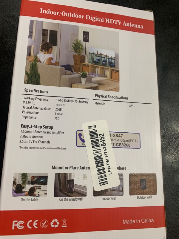 Photo 1 of 2025 Upgraded Indoor TV Antenna, 2800+ Miles Range HD Digital Antenna for Smart TV, Strongest with Amplified Signal Booster Supports 4K 8K 1080p All TVs- 38FT Coaxial Cable for Local Channels