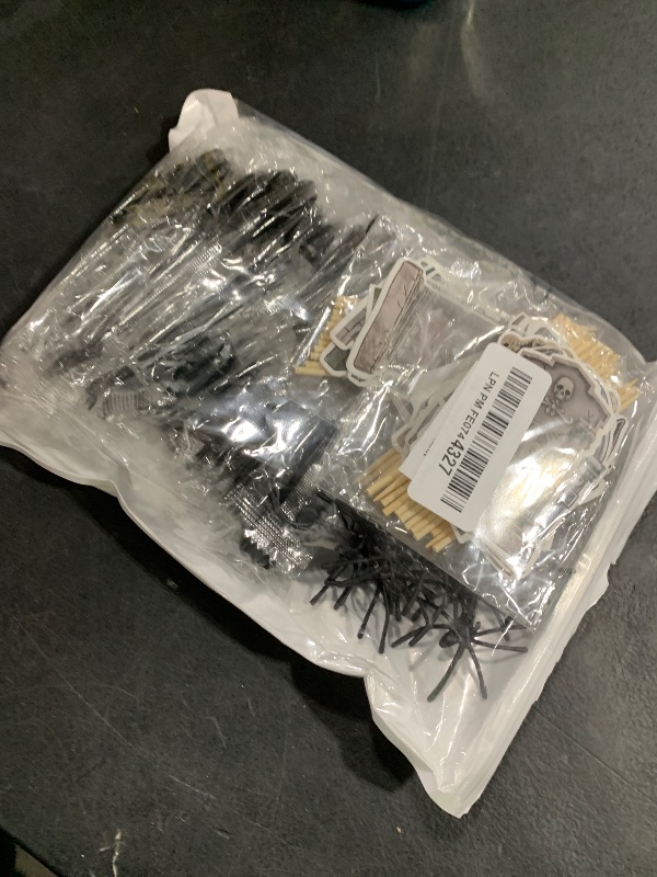 Photo 1 of 108 PCS Halloween Cupcake Toppers Decorations Tombstones Graveyard decorations with Mini Shovel Spoons and Spider Decorations for Halloween Party Decorations Supplies (Black-108 pcs)