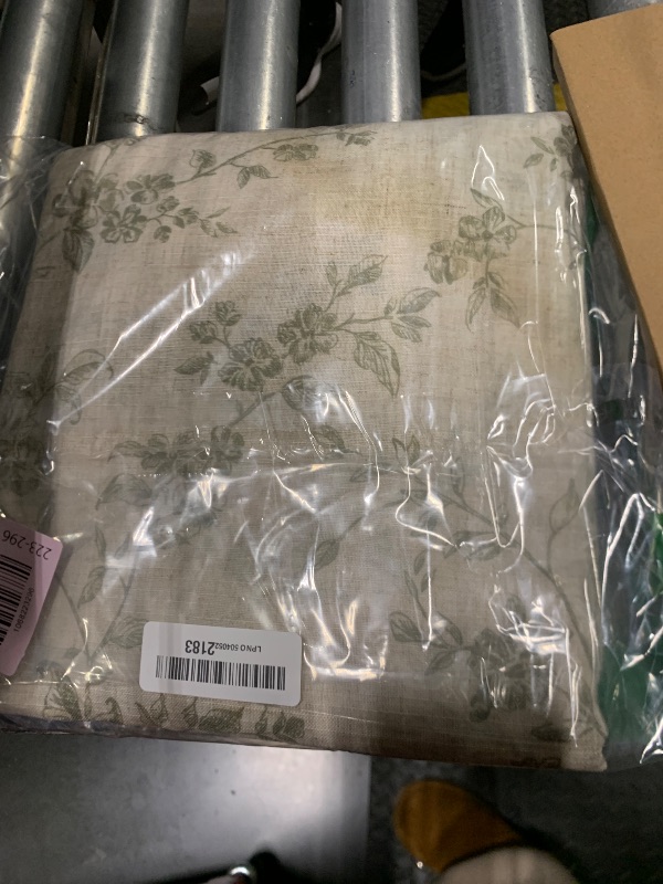 Photo 1 of **dirty**jinchan Linen Floral Curtains 63 Inch Farmhouse Country Flower Drapes Rustic Window Curtains Light Filtering for Living Room Bedroom Laundry Back Tab 2 Panels Green on Beige