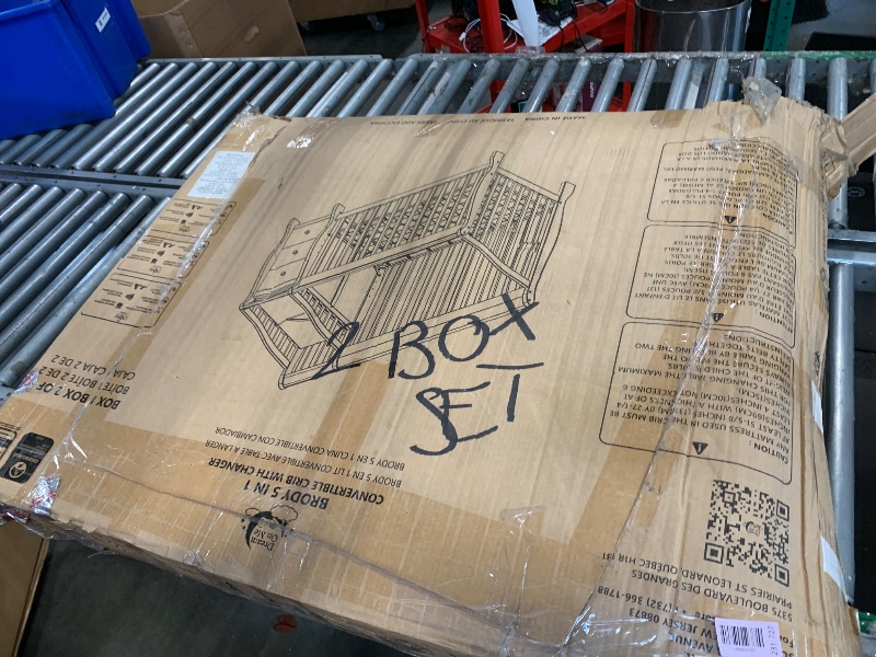 Photo 1 of ****It is missing the drawer section and the mattress base.******
Dream On Me Brody 5-in-1 Convertible Full-Size Baby Crib & 3-Drawer Changer in White, Pinewood, GreenGuard Gold & BSA, 1” Changer Pad, 3 Mattress Heights, Converts to Toddler & Full Size Be
