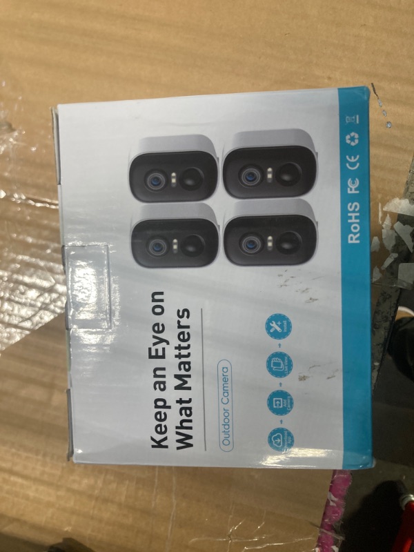 Photo 1 of *UNTESTED*
Outdoor Security Camera Wireless, 2K Battery Powered WiFi Cameras for Home Security with AI Motion Detection, Color Night Vision, Siren Alarm, 2-Way Talk, IP66 Waterproof, Cloud/SD Storage (4 Pack)