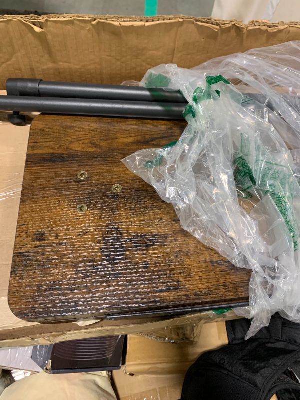 Photo 1 of ***MISSING SCREWS*** TV Tray Table for Couch - Adjustable Height & 360°Swivel Panel Design?Larger Metal and Wooden Base to Prevent Slipping?Sofa Armrest Tray Table for Eating Laptop Couch Bed Dinner or Small Space