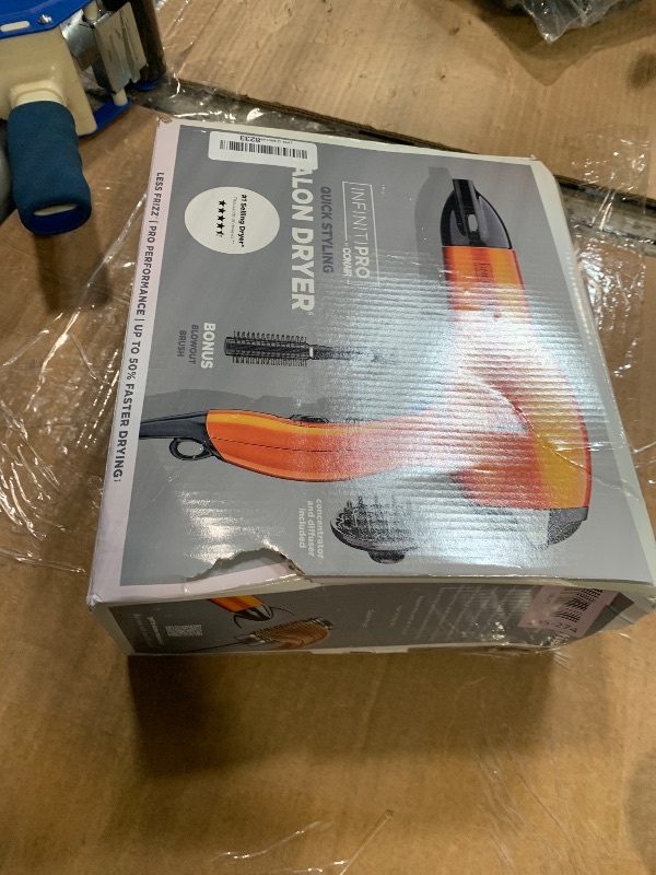 Photo 1 of ***Accessories Missing**Infiniti PRO CONAIR Hair Dryer with Diffuser, Professional AC Motor, Tourmaline Ceramic Technology Blow Dryer, Includes Concentrator and Blowout Brush, Amazon Exclusive, Orange