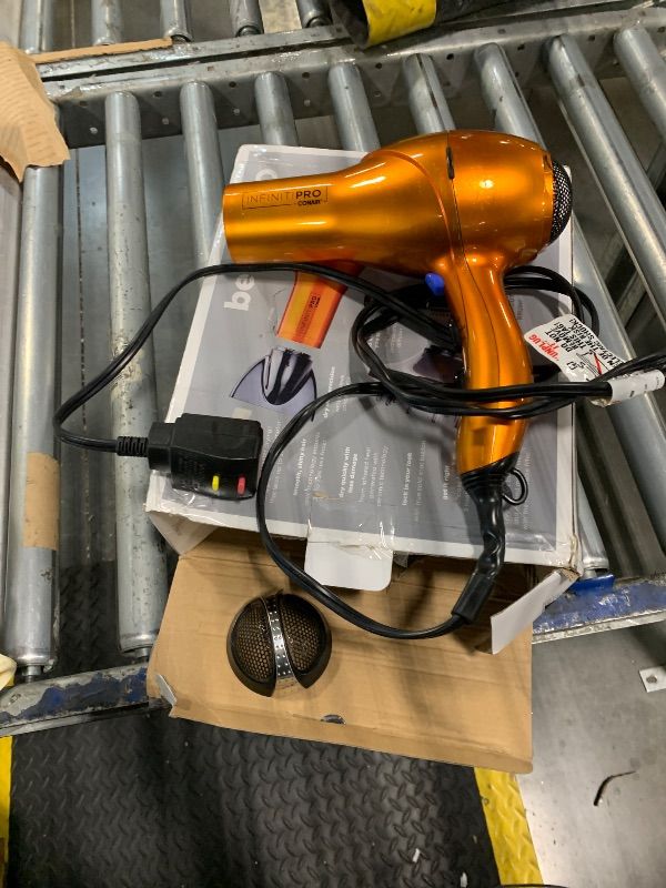 Photo 1 of ***Accessories Missing**Infiniti PRO CONAIR Hair Dryer with Diffuser, Professional AC Motor, Tourmaline Ceramic Technology Blow Dryer, Includes Concentrator and Blowout Brush, Amazon Exclusive, Orange