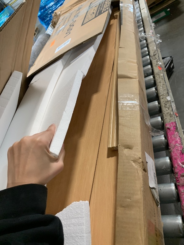 Photo 1 of ****ONE BOX OUT OF TWO*****Decofy Fluted 6 Drawers Dresser for Bedroom,55'' Wide Wood Dressers with Gold Handles, Modern Dressers with Wave Texture, Large Storage Chest of Drawers, Bedroom Dresser Organizer (Natural Oak)