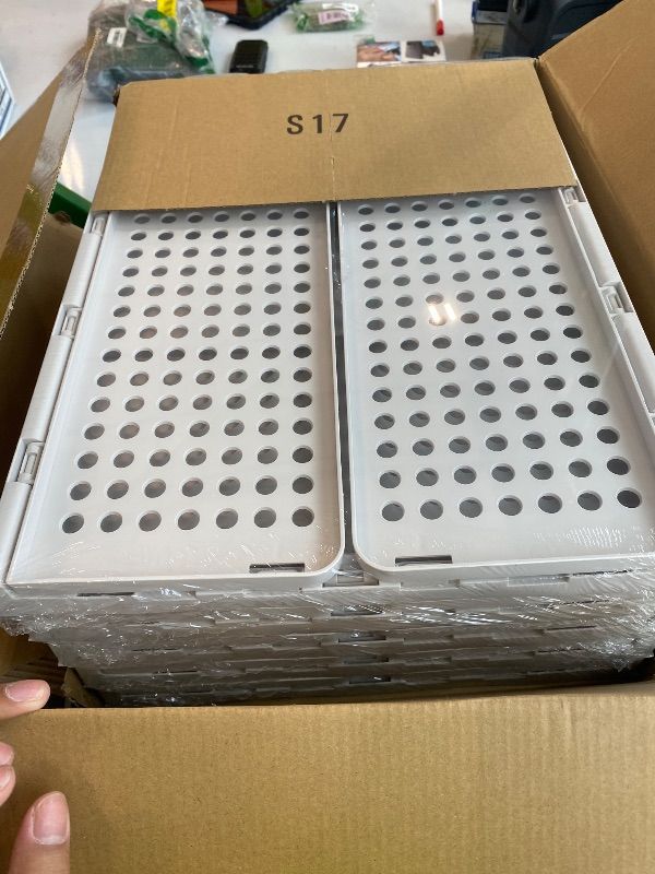 Photo 1 of *MINOR DAMAGE - USED*
SNSLXH 5 Pack Stackable Closet Storage Basket, Multifunctional & Foldable Closet Organizer for Bathroom Kitchen Laundry Room Wardrobe Storage, Space-Saving Clothes Storage Drawer Organizer, White