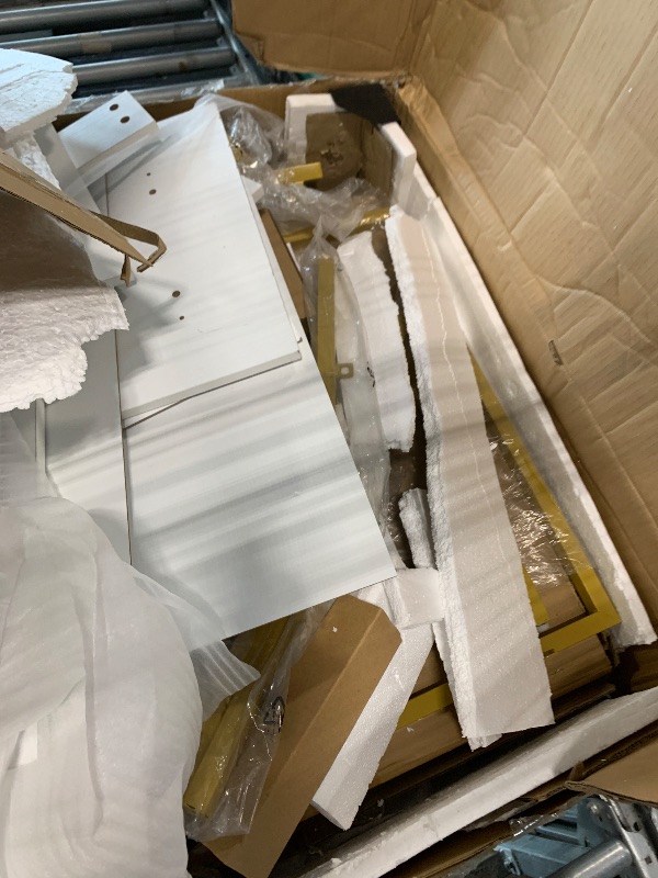 Photo 1 of ***FINAL SALE, VIEW NOTES*** YITAHOME Makeup Vanity Desk with Mirror & Power Outlet, Hollywood Vanity Set with Hidden Jewelry Storage, 5 Drawers and Lots Shelves, Adjustable 3 Lighting Colors, Dressing Table with Stool, White