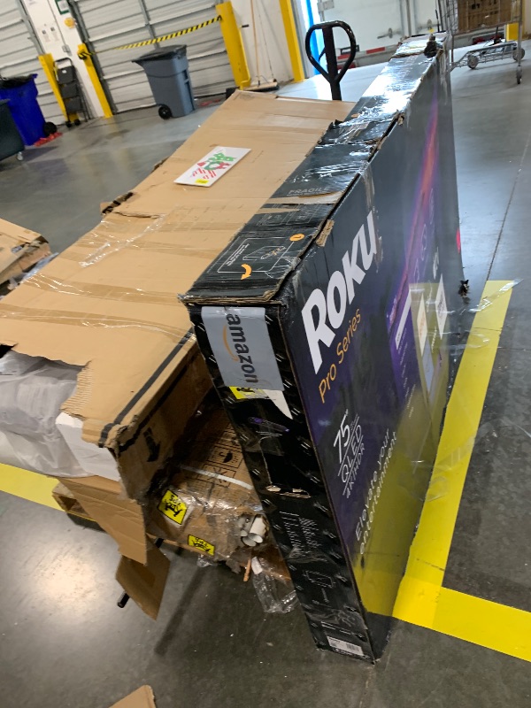 Photo 1 of ***Broken, For Parts*** Roku Smart TV – 75-Inch Pro Series 4K QLED RokuTV with Backlit Roku Voice Remote Pro, Dolby Vision IQ, 120Hz Refresh Rate – Live Local News, Sports, Gaming