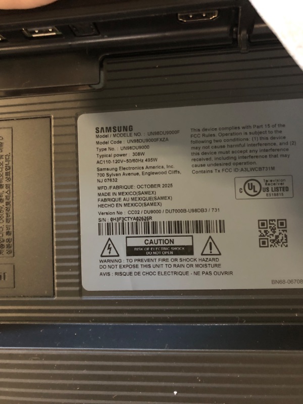 Photo 1 of ****Broken screeen - Sold for parts - Final Sale****Samsung 98-Inch Class 4K Crystal UHD DU9000 Series HDR Smart TV, Object Tracking Sound Lite, Motion Xcelerator 120Hz, Supersize Picture Enhancer, Mega Contrast, Alexa Built-In (UN98DU9000, 2024 Model)