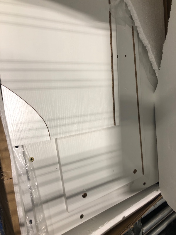 Photo 1 of ****DAMAGED PANEL****DWVO L Shaped Desk with Drawers, 55" Corner Computer Desk with Bookshelf & Power Outlets & LED Lights, Home Office Desk with Storage Shelves, White