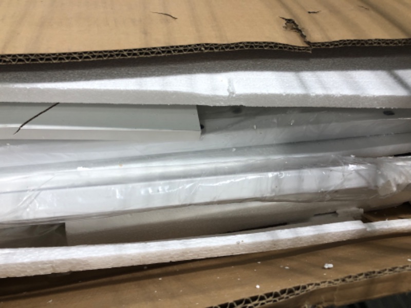 Photo 1 of ****DAMAGED PANEL****DWVO L Shaped Desk with Drawers, 55" Corner Computer Desk with Bookshelf & Power Outlets & LED Lights, Home Office Desk with Storage Shelves, White