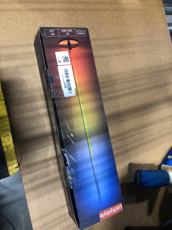 Photo 1 of **MAJOR DAMAGE**
luckystyle Smart RGB+IC Corner Floor Lamp,Bright LED Tall Modern Floor Lamp with APP and Remote,Ambient Lighting Color Changing Standing Lamps with Music Mode and Timing for Living Room,Bedroom,Party