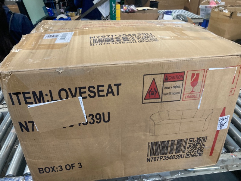 Photo 1 of ** missing parts / no return *** Christopher Knight Home Sabbo 87.50" Boucle Upholstered Couch, Oversized 2 Seater Sofa, Curved Soft Seating Lounge Sofa Chair, Cozy Loveseat with Armrest, Reading Sofa for Living Room Home Rest, Beige