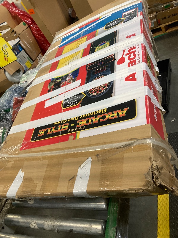Photo 1 of *** NO RETURN / MISSING PARTS **** Arachnid Cricket Pro 650 Standing Electronic Dartboard with 24 Games, 132 Variations, and 6 Soft-Tip Darts Included, Brown,E650FS-BK3
