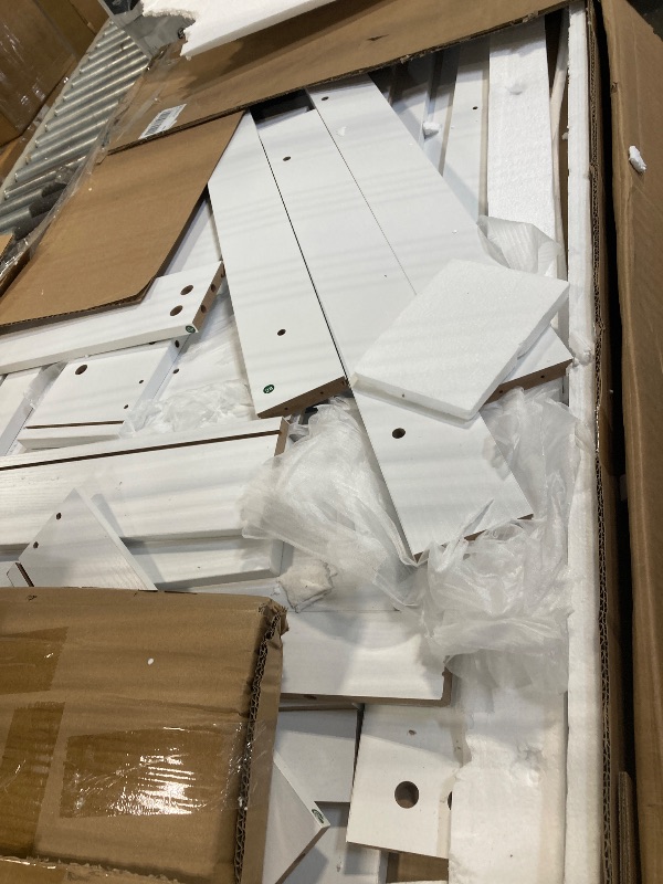 Photo 1 of ** UNTESTED / NO RETURN **** kepptory 48 Inch Large Dog Crate Furniture with 3 Storage Drawers, Wooden Pet Kennel with Removable Divider, Dog Kennel End Table TV Stand, Farmhouse Style Dog Crates with Sliding Barn Door (White)