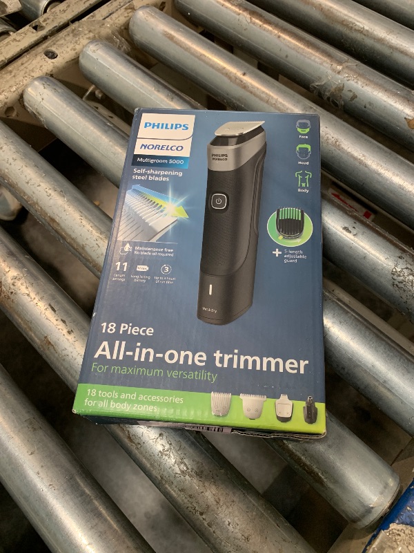 Photo 1 of ***MISSING ACCESSORIES AND CHARGER*** Philips Norelco Multigroom 5000 Series, All-in-One Trimmer and Hair Clipper, 18-Piece Men's Grooming Kit for Beard, Face, Hair, Body and Intimate Areas, No Blade Oil Needed, Model MG5910/49