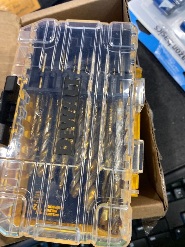 Photo 1 of ***VERY USED*** DEWALT Titanium Nitride Coated Drill Bit Set, Pilot Point, 21-Piece (DW1361)