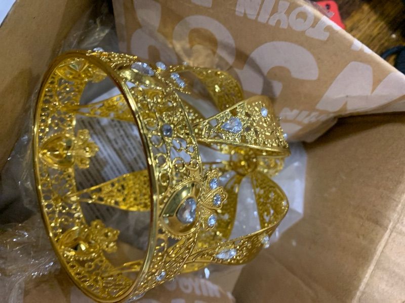 Photo 1 of ***BENT OUT OF SHAPE, SELLING FOR PARTS, FINAL SALE***YOVECATHOU Crown Creative Metal Cake Topper Accessory For Wedding Party Special Event Wedding Birthday Baby Shower Decorations Gold***BENT OUT OF SHAPE, SELLING FOR PARTS, FINAL SALE***