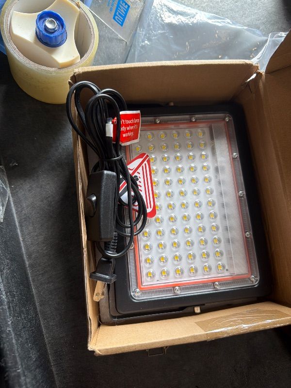 Photo 1 of ****ONLY ONE LIGHT****2 Pack 60W LED Flood Lights Outdoor, IP66 Waterproof 7200LM Plug in Work Light with 6FT Long Cord&Switch, 5000K Daylight White Outside Security Floodlights for Yard, Garden, Garage, Driveways