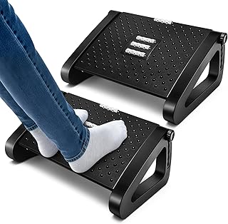 Photo 1 of 
2 Pcs Foot Rest for Under Desk at Work, Ergonomic 6 Heights Adjustable Footrest with Massage Roller, Chair Footrest for Leg Rests for Office and Home Pressure Relief(Black)