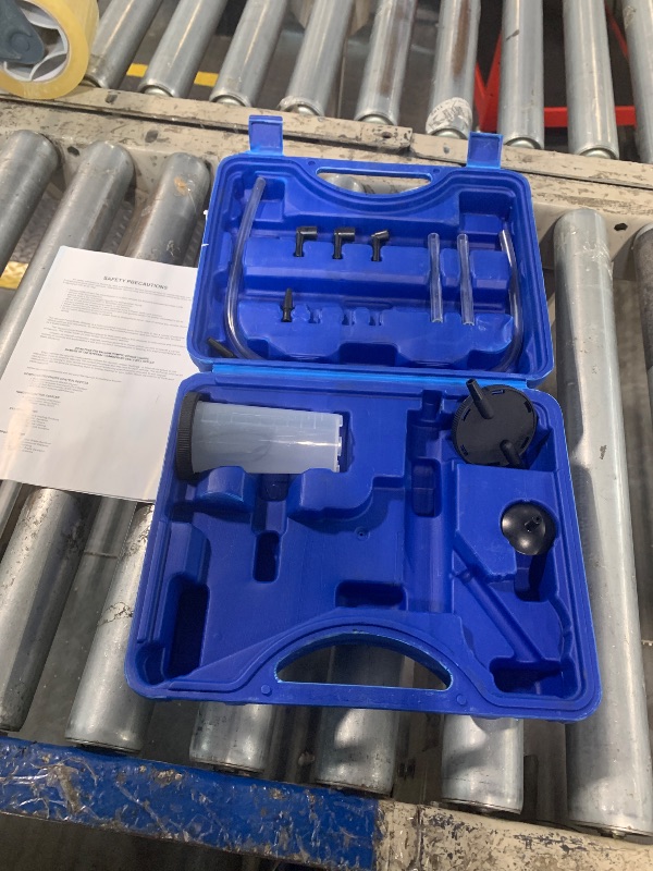 Photo 1 of ***ONLY THE CASE AND SOME ACCESORIES/ FINALE SALE /NO RETURNS /NO REFUNDS***  NYXOVA 2 in 1 Handheld Vacuum Pump Brake Bleeder Kit for Motorcycle, 16 pcs Brake Fluid Bleeder Oil Change Hand Held Vacuum Pistol Pump Tester Kit for Bike Car Truck (Blue)