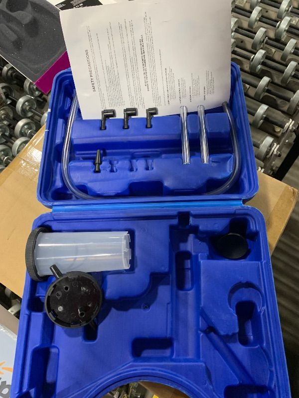 Photo 1 of ***ONLY THE CASE AND SOME ACCESORIES/ FINALE SALE /NO RETURNS /NO REFUNDS***  NYXOVA 2 in 1 Handheld Vacuum Pump Brake Bleeder Kit for Motorcycle, 16 pcs Brake Fluid Bleeder Oil Change Hand Held Vacuum Pistol Pump Tester Kit for Bike Car Truck (Blue)