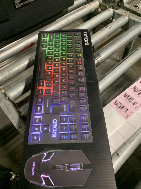 Photo 1 of **NEEDS RECIVER** CHONCHOW Wireless Gaming Keyboard and Mouse Combo, Rechargeable 87 Key LED Light Up Keyboard Ergonomic Gaming Mouse, Backlit Wireless Mouse and Keyboard for Xbox PS4 PS4 PC Laptop