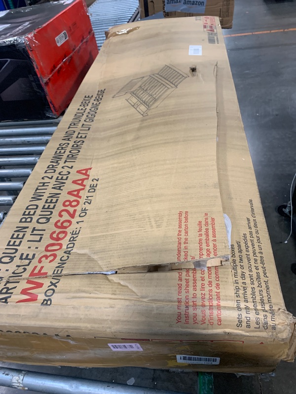 Photo 1 of **PARTIAL SET/check clerk comments**
FAVSH Queen Size Linen Upholstered Platform Bed with 2 Storage Drawers and Twin XL Trundle,Bedroom Wood Bed Frame W/Classic Headboard & Slats Support, Beige