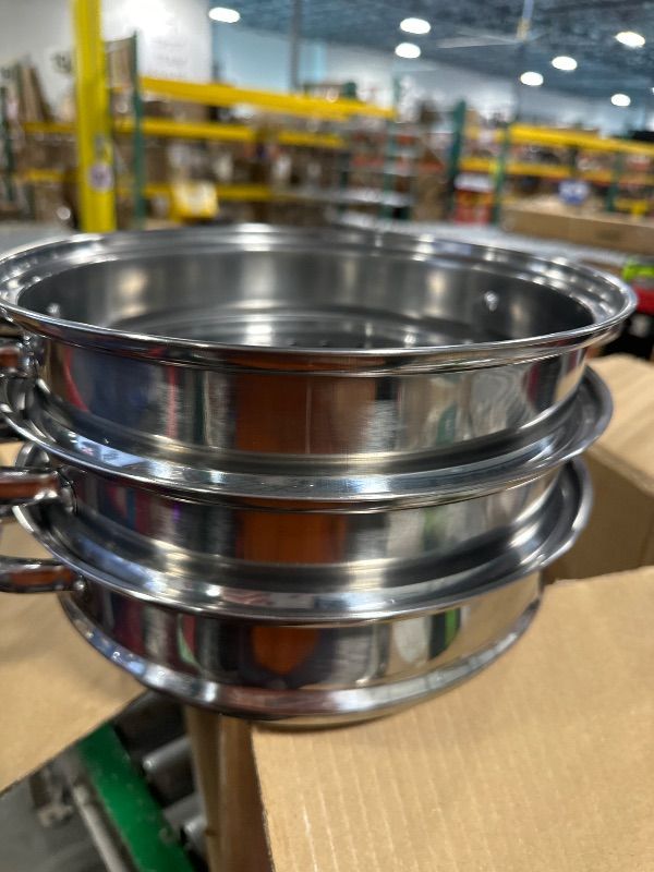 Photo 1 of **3 PCS**DOITOOL Stainless Steel Steamer, 5 Tier Steamer Pots with Lid, Cookware Steaming Pots (5 Layers 28cm)