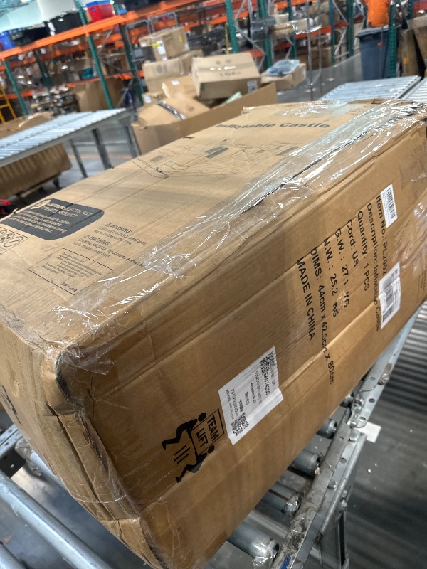 Photo 1 of ******DIRTY/   IT IS UNKNOWN IF IT WORKS****
WELLFUNTIME Inflatable Bounce House with Slide, Jumping Castle with Blower and Wave Pool, Basketball Rim, Long Tunnel