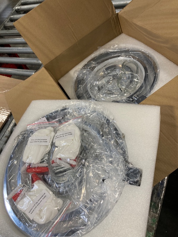 Photo 1 of ** FACTORY SEALED**
BNHHLZ Modern LED Chandelier Chrome Ring Pendant Light Fixtures 4000K Dimmable Height Adjustable Pendant Lighting for Dining Room Kitchen Island Bedroom Living Room Foyer?Chrome Round 3-Pack?