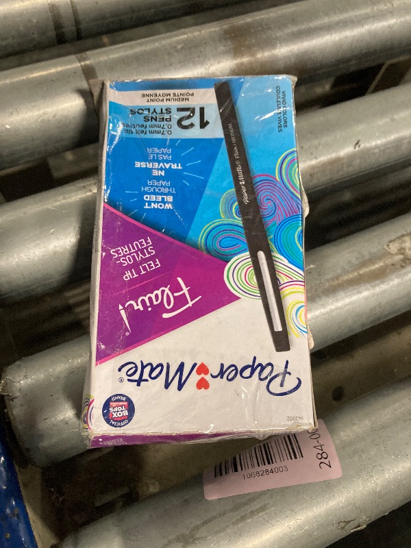 Photo 1 of *three are missing**Paper Mate Flair Felt Tip Pens, Medium Point (0.7mm), Black, 12 Count