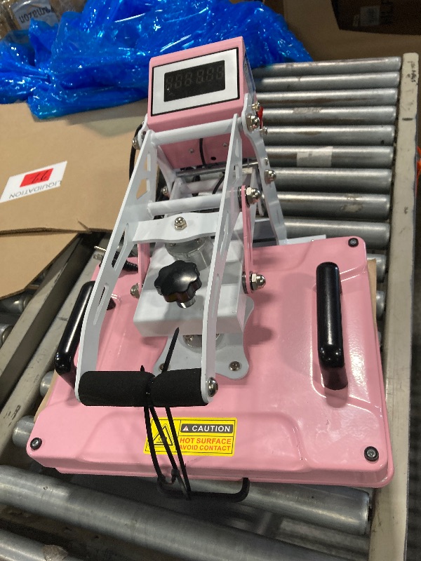 Photo 1 of ***SIMILIAR ITEM*** 13x18 Semi-Automatic Heat Press Machine with Auto Open and Slide-Out Base (Pink+White, 13'' x 18'' (33 x 45cm))