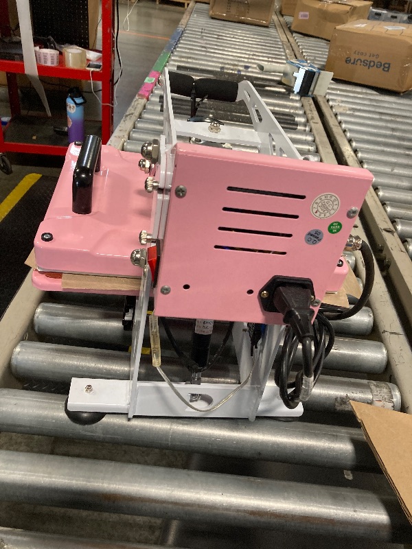 Photo 1 of ***SIMILIAR ITEM*** 13x18 Semi-Automatic Heat Press Machine with Auto Open and Slide-Out Base (Pink+White, 13'' x 18'' (33 x 45cm))