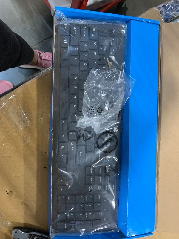 Photo 1 of **missing mause**
HP Wireless Keyboard and Mouse Combo - Full Size Membrane Chiclet Style Keyboard, 3-Zone Layout, 2.4GHz Wireless Connection, Compatible with PC, Mac