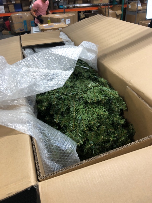 Photo 1 of ***Box 1 of 2*** National Tree Company 12 ft Pre-Lit Dunhill Fir Artificial Christmas Tree, 1,500 Clear Lights, 7,794 Tips, Includes Stand, Green