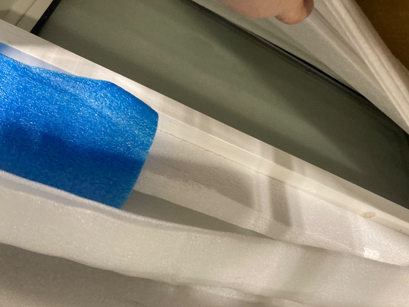 Photo 1 of ** CRACKED WINDOW** Pushglossy 30" x 27" Mobile Home Window Insulated Vinyl Low E Mobile Home Windows Replacement, Lower Tilt Sash Screen Included, Clear Double Pane Glass, Single Hung for House Basement Parts, White