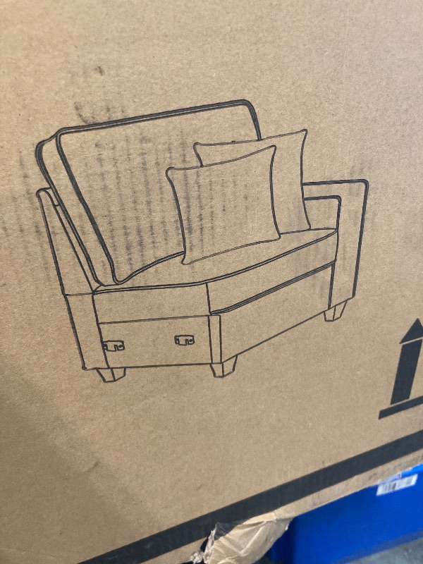 Photo 1 of **incomplete set, only right arm chair**  Devion Furniture 7-Piece Modern Square Leg Square Arm Chenille Fabric Upholstered Sectional with Ottoman, Easy to Assemble, in Dark Gray Finish